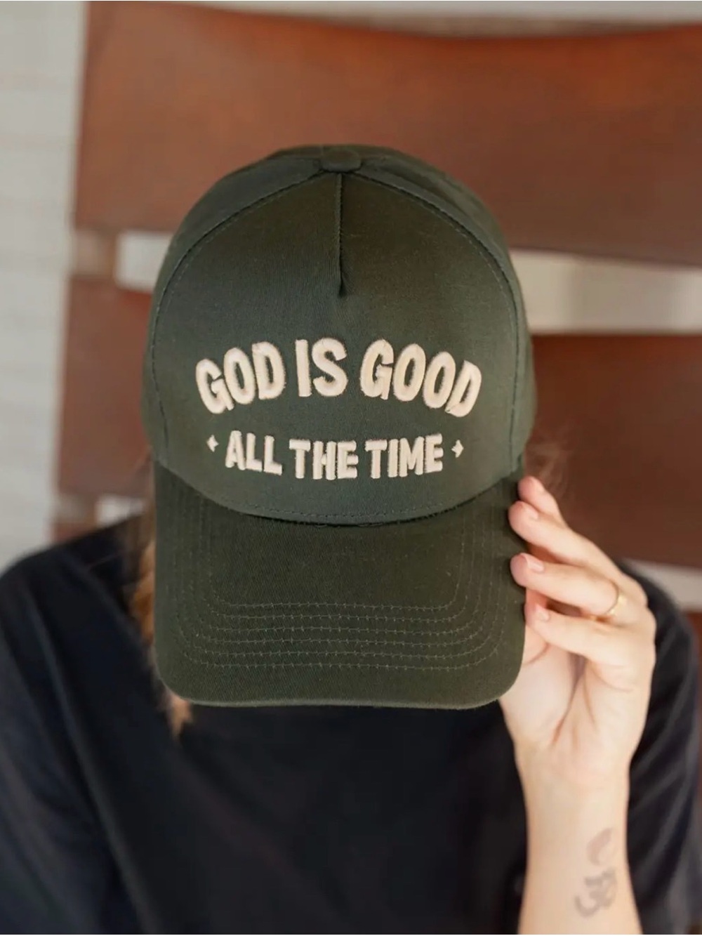Olive Green 'GOD IS GOOD ALL THE TIME' Baseball Cap